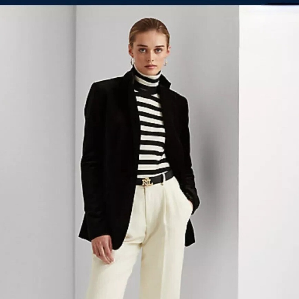 $325 Lauren Ralph Lauren Black Velvet Blazer Jacket- Size 2